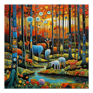 Dieren in het bos perfect poster
