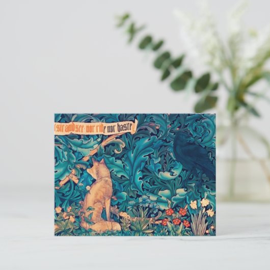Dieren in het bos, William Morris Briefkaart (Staand voorkant)