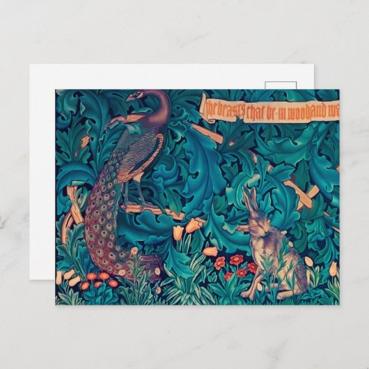 Dieren in het bos, William Morris Briefkaart (Voorkant / Achterkant)