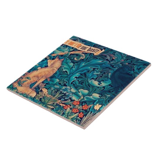 Dieren in het bos, William Morris Ceramic Tile Tegeltje (Zijkant)