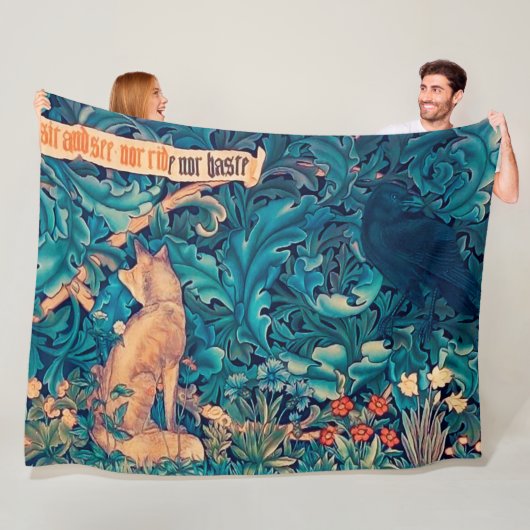 Dieren in het bos, William Morris Fleece Blank Deken (In situ)