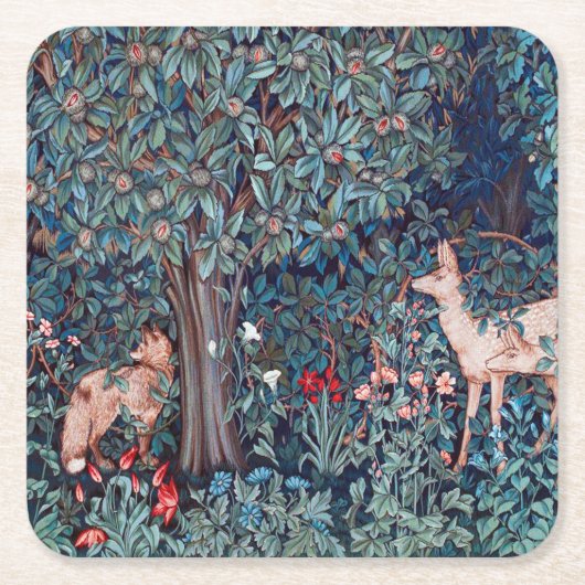 Dieren in het bos, William Morris Kartonnen Onderzetters (Voorkant)