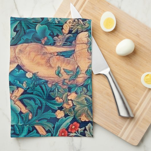 Dieren in het bos, William Morris Kitchen Towe Theedoek (Quarter Fold)