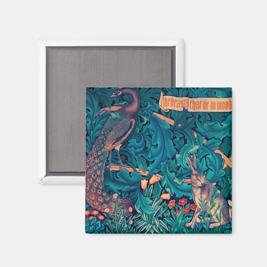 Dieren in het bos, William Morris Magneet (Voorkant / Achterkant)