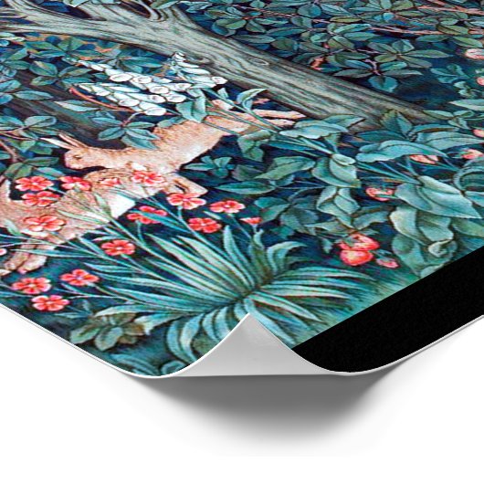 Dieren in het bos, William Morris Poster (Hoek)