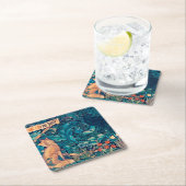 Dieren in het bos, William Morris Square Paper Kartonnen Onderzetters (Insitu)