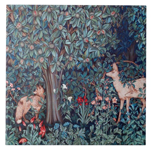 Dieren in het bos, William Morris Tegeltje (Voorkant)