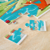 Dieren in het hout. Cartoon landschap. Legpuzzel (Zijkant)