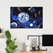 Dieren in het poster van de ruimte (Thuiskantoor)