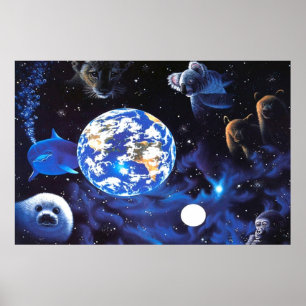 Dieren in het poster van de ruimte