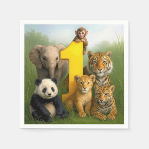 Dieren in het wild Baby's Met een Nummer Een Servet