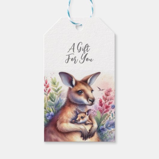 Dieren in het wild Kangoeroe Cadeaulabel (Voorkant)