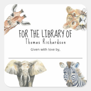 Dieren in het wild - Voor de bibliotheek van Vierkante Sticker