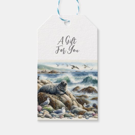 Dieren in het wild Zeehond Kust Cadeaulabel (Voorkant)