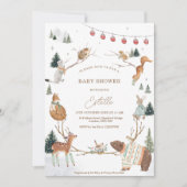 Dieren in het winterbos Baby Shower Kaart (Voorkant)