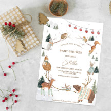 Dieren in het winterbos Baby Shower