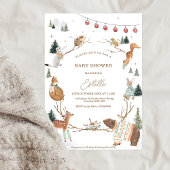 Dieren in het winterbos Baby Shower Kaart