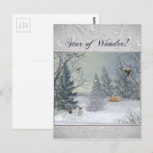 Dieren in het winterbos, boom met ster, ster briefkaart (Voorkant / Achterkant)