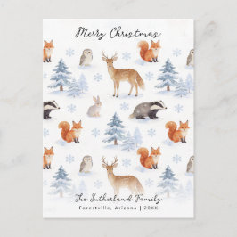 Dieren in het winterbos Kerstmis dieren in het wil Feestdagenkaart