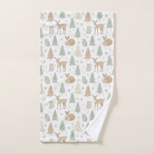 Dieren in het winterbos Naadloos patroon Handdoek