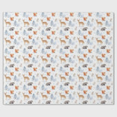 Dieren in het winterbos Wilde dieren Kerstmis Cadeaupapier (Vlak)