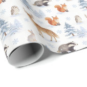 Dieren in het winterbos Wilde dieren Kerstmis Cadeaupapier (Rol Hoek)