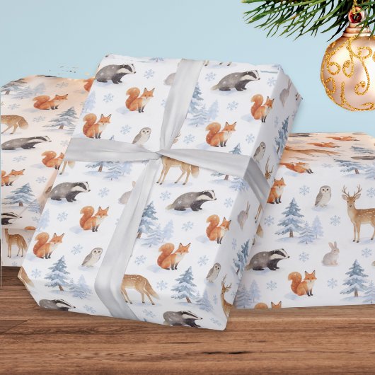 Dieren in het winterbos Wilde dieren Kerstmis Cadeaupapier