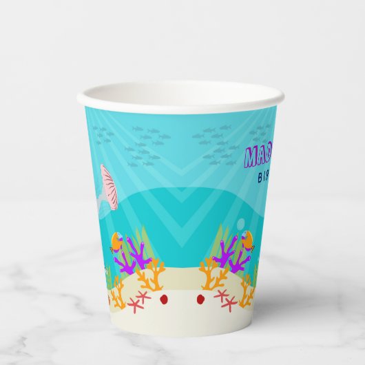 Dieren in het Zee van de Kleurrijke Oceaan Papieren Bekers (Voorkant)