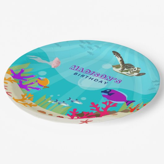 Dieren in het Zee van de Kleurrijke Oceaan Papieren Bordje (Gekanteld)