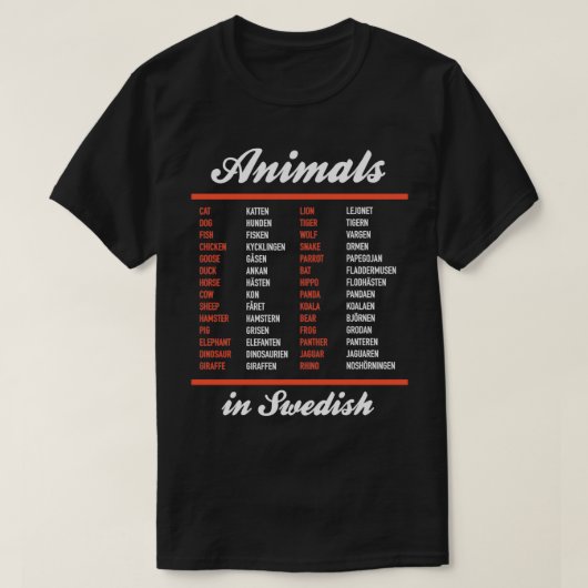 Dieren in het Zweeds T-shirt (Design voorkant)
