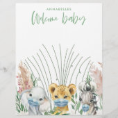 Dieren in masker genderneutraal welkom baby briefhoofd (Voorkant)