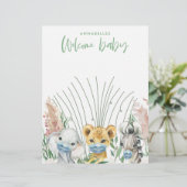 Dieren in masker genderneutraal welkom baby briefhoofd (Staand voorkant)