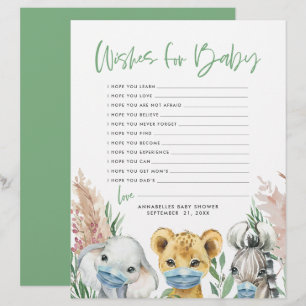 Dieren in maskerneutrale wensen voor baby briefhoofd