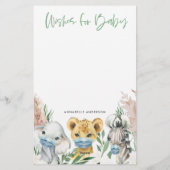 Dieren in maskerneutrale wensen voor baby briefpapier (Achterkant)