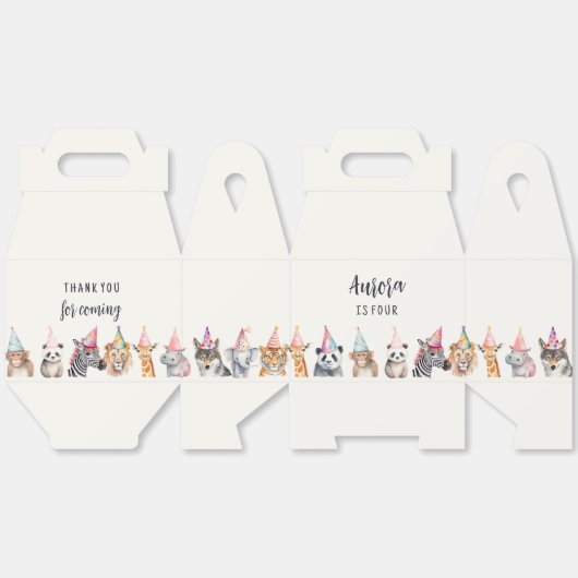 Dieren in Partij Petten Thema Party Boxen Bedankdoosjes (Ongevouwen)