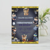 Dieren in politie-uniform jarig kaart (Staand voorkant)