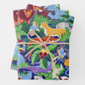 Dieren in Safari, kleurrijk patroon, Inpakpapier Vel (In situ)