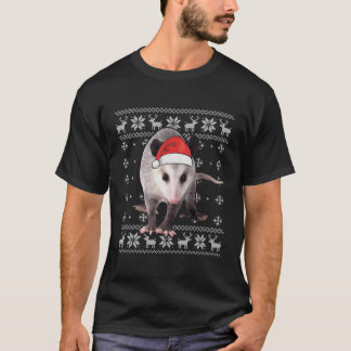 Dieren in Santa Hat Opossum Kerst Grappig geschenk T-shirt