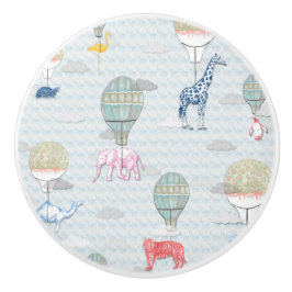 Dieren in warme luchtballonnen keramische Knoop Knop