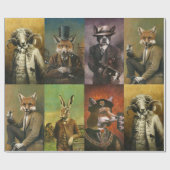  dieren in wasgoed cadeaupapier (Vlak)