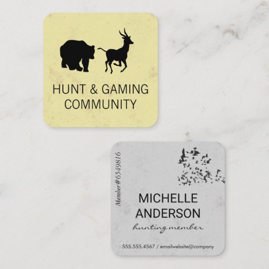 Dieren/jachtgemeenschap Vierkante Visitekaartje (Voorkant / Achterkant)