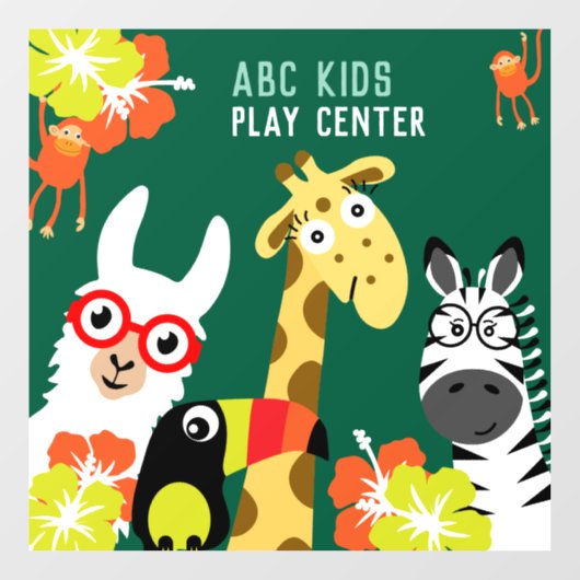 Dieren Jungle Safari Speelcentrum Raamsticker (Vel)
