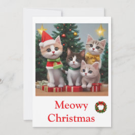 Dieren kat Kerstkaarten Feestdagenkaart