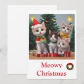Dieren kat Kerstkaarten Feestdagenkaart (Voorkant / Achterkant)