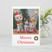 Dieren kat Kerstkaarten Feestdagenkaart (Staand voorkant)