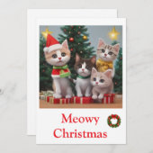 Dieren Kat Vrolijke Kerst Kaarten (Voorkant / Achterkant)