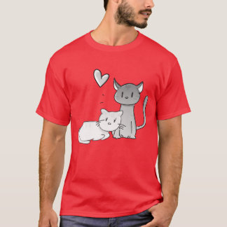dieren katten kat liefde koppel meisje t-shirt