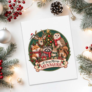 Dieren Kerst Menagerie Briefkaart