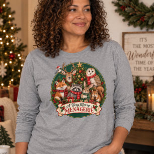 Dieren Kerst Menagerie Tri-Blend Shirt