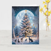 Dieren Kerstkaart Kaart (Gele Bloem)